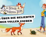 Illustration für die buch schule der magischen tiere: Kinder und Tiere, die Abenteuer erleben.