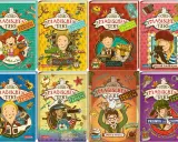 Die Buchreihe "Die Schule der magischen Tiere: Endlich Ferien" zeigt bunte Cover mit Kindern und magischen Tieren, bereit für den Urlaub.
