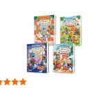 Vier Buchcover von Margit Auers "Die Schule der magischen Tiere" zeigen Kinder und sprechende Tiere. Ein Steckbrief zu den Büchern.