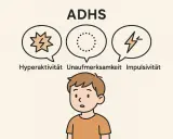 Ein Junge mit ADHS, dessen Gedanken von Hyperaktivität, Unaufmerksamkeit und Impulsivität geprägt sind.