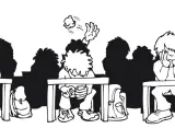 Schüler im Unterricht: Einer liest, einer wirft Papierkugeln, einer ist gelangweilt. Beispiele für exekutive Funktionen im Schulalltag.