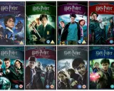 Die DVD-Hüllen der Harry Potter Reihe, von "Stein der Weisen" bis "Heiligtümer des Todes Teil 2".