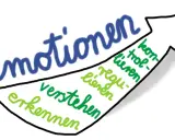 Pfeil zeigt aufwärts: Emotionen erkennen, verstehen, regulieren, kontrollieren. Wichtig für die sozial emotionale Entwicklung Kind 5 Jahre.