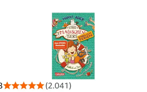Ida und Rabbat genießen die endlich Ferien. Ein Mädchen mit einem Getränk und ein Fuchs mit Taucherbrille auf dem Buchcover "Die Schule der magischen Tiere".