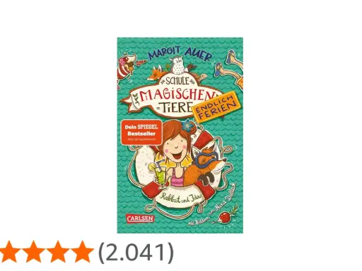 Ida und Rabbat genießen die endlich Ferien. Ein Mädchen mit einem Getränk und ein Fuchs mit Taucherbrille auf dem Buchcover "Die Schule der magischen Tiere".