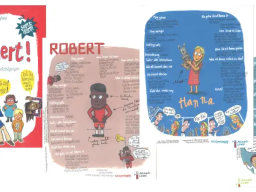 Ein buntes kinderbuch über behinderung mit Illustrationen von Kindern, die unterschiedliche Beeinträchtigungen darstellen.