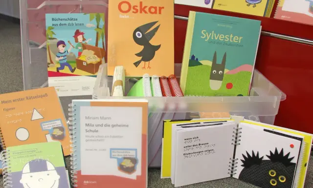 Bilderbücher mit Brailleschrift für das Lesen mit Kindern. Piraten, ein Vogel und ein Zauberstein laden zum Entdecken ein.