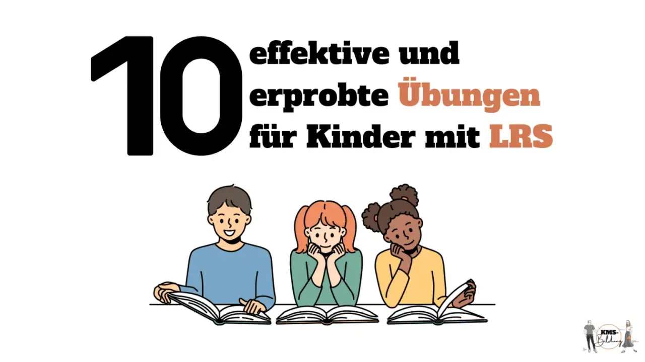 10 effektive &Uuml;bungen f&uuml;r Kinder mit LRS. Drei Kinder lernen konzentriert mit B&uuml;chern.
