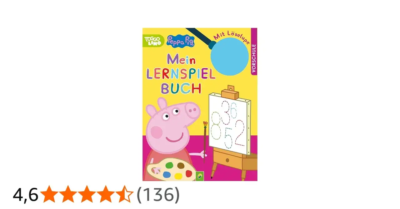 Peppa Wutz malt Zahlen auf einem Malbrett. Das